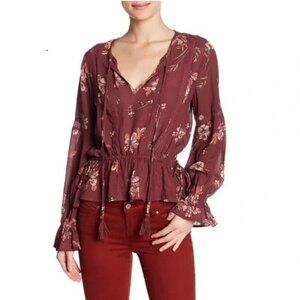 ASTR the Label Rosalie Tassel Floral Lace Blouse Size Medium